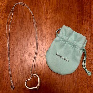 Tiffany&Co. Elsa Peretti Open Heart Pendant (27mm) Necklace with 16in Chain